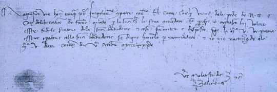 Lettera di Malatesta Baglioni a Cosimo dei Medici